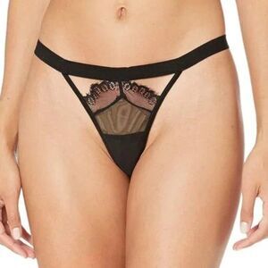 Thistle and Spire Sidney Keyhole Velvet Lace Thong Black Size XL 381615
